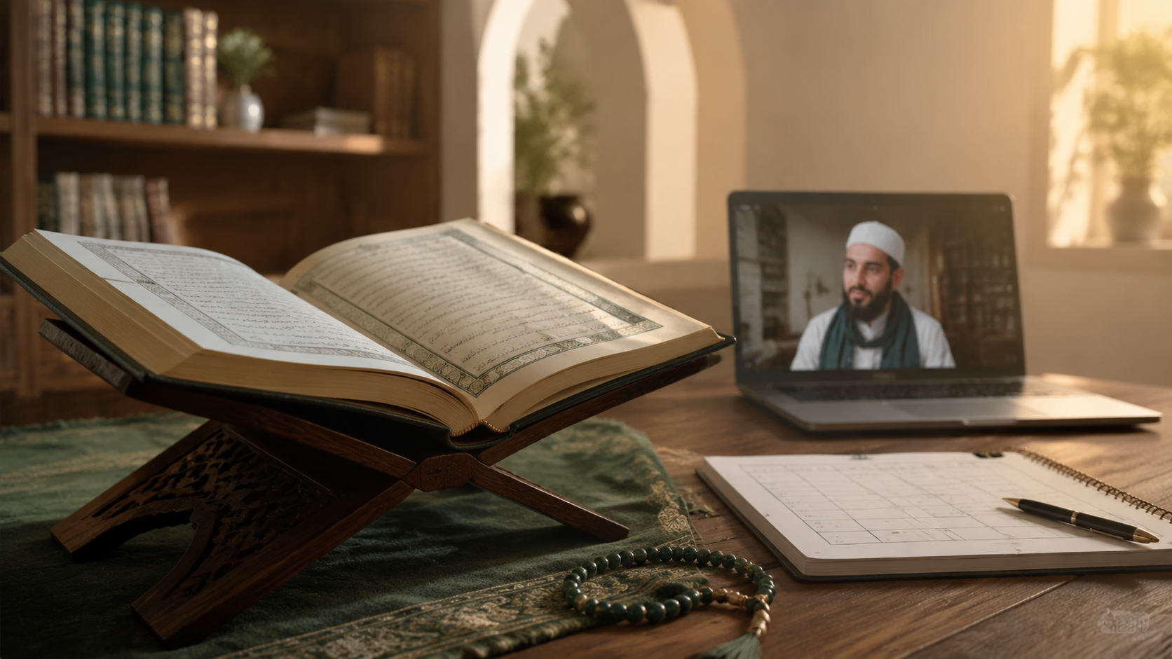 Scholar-guided Quran memorization with an open Mushaf and a qualified online Quran teacher