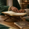 A Quran teacher guiding a student in Tajweed and correct Quran recitation
